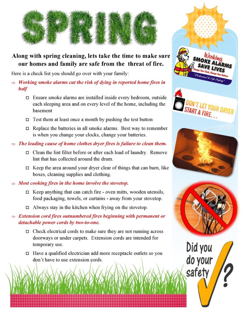Spring Fire Safety Tips Upper Saint Clair Volunteer Fire Department